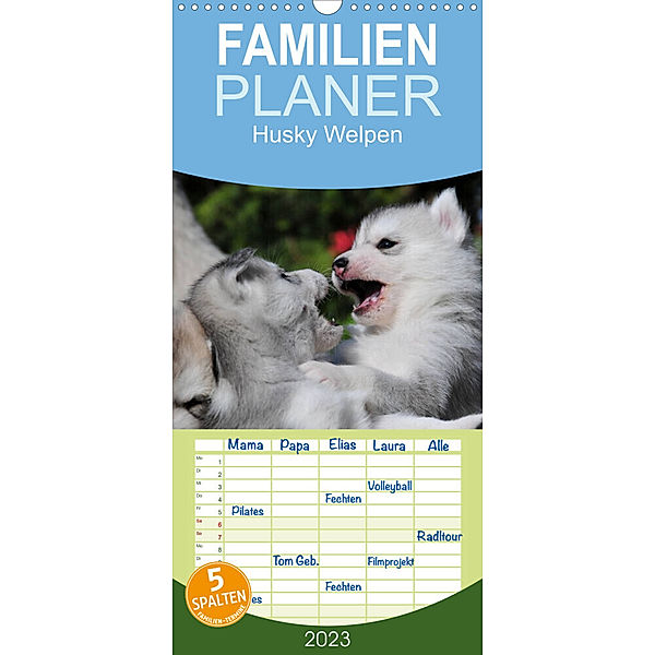 Familienplaner Husky Welpen (Wandkalender 2023 , 21 cm x 45 cm, hoch), Michael Ebardt