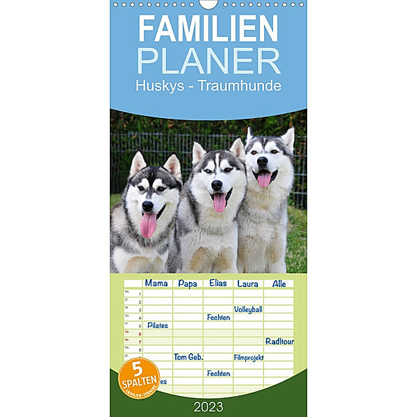 Familienplaner Huskys - Traumhunde (Wandkalender 2023 , 21 cm x 45 cm, hoch), Michael Ebardt