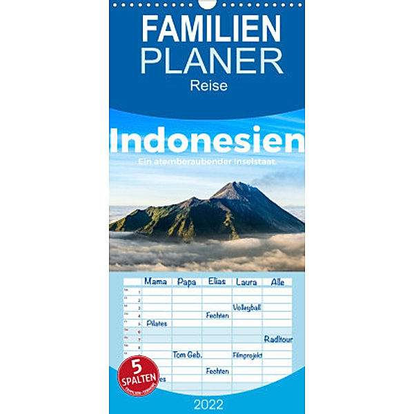 Familienplaner Indonesien - Ein atemberaubender Inselstaat. (Wandkalender 2022 , 21 cm x 45 cm, hoch), M. Scott
