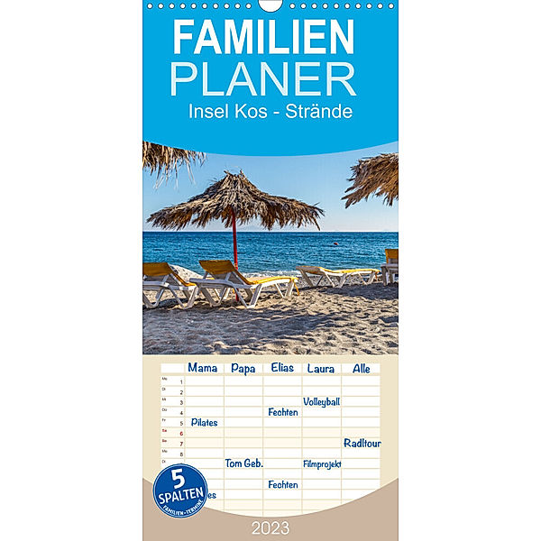 Familienplaner Insel Kos - Strände (Wandkalender 2023 , 21 cm x 45 cm, hoch), Stefan O. Schüller und Elke Schüller