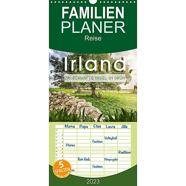 Familienplaner Irland - Zauberhafte Insel in grün (Wandkalender 2023 , 21 cm x 45 cm, hoch), Monika Schöb
