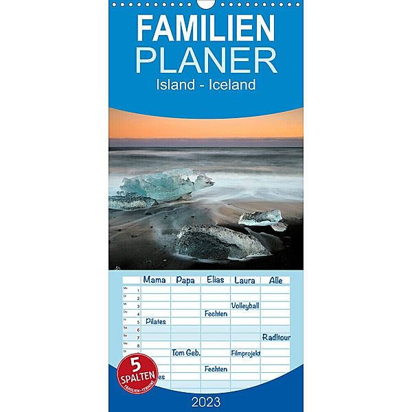 Familienplaner Island - Iceland (Wandkalender 2023 , 21 cm x 45 cm, hoch), Rainer Grosskopf