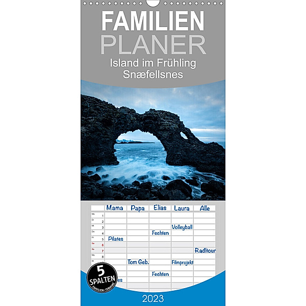 Familienplaner Island im Frühling - Snæfellsnes (Wandkalender 2023 , 21 cm x 45 cm, hoch), Mike Kreiten