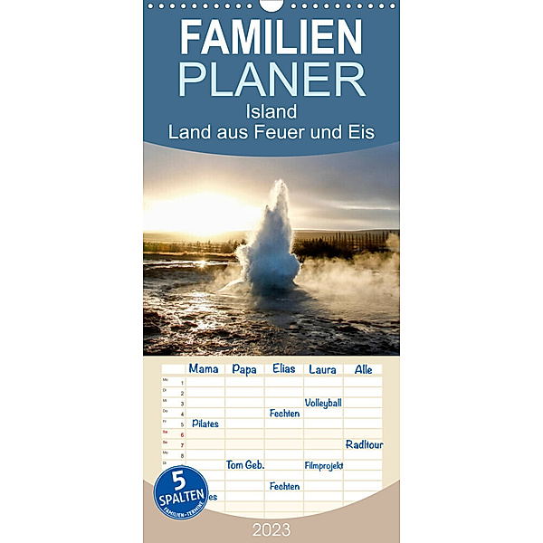 Familienplaner Island - Land aus Feuer und Eis (Wandkalender 2023 , 21 cm x 45 cm, hoch), Steffi Blochwitz - nordlichtphoto.com