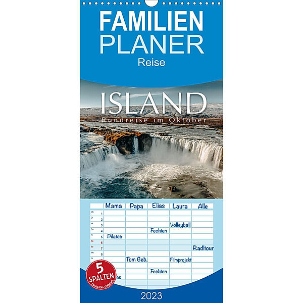 Familienplaner Island - Rundreise im Oktober (Wandkalender 2023 , 21 cm x 45 cm, hoch), Monika Schöb