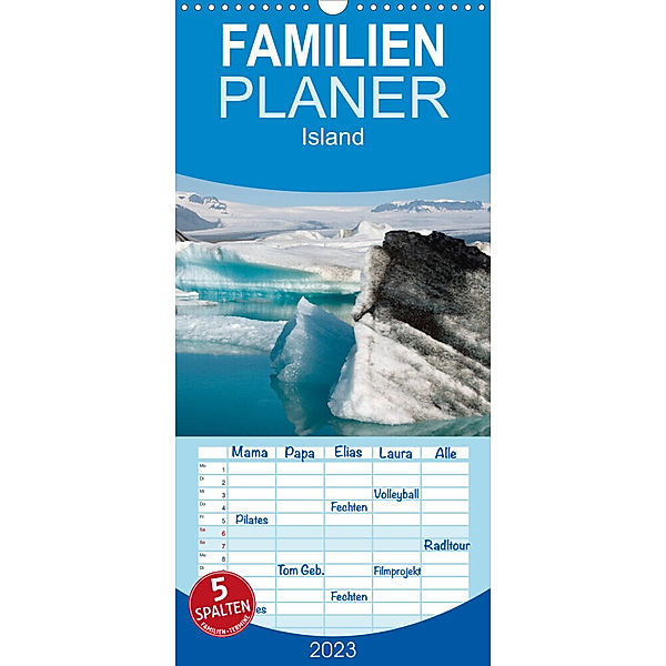 Familienplaner Island (Wandkalender 2023 , 21 cm x 45 cm, hoch), Frauke Scholz