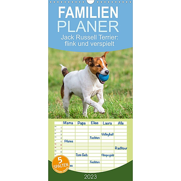 Familienplaner Jack Russell Terrier: flink und verspielt (Wandkalender 2023 , 21 cm x 45 cm, hoch), Calvendo