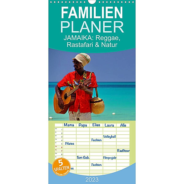 Familienplaner JAMAIKA Reggae, Rastafari und Natur. (Wandkalender 2023 , 21 cm x 45 cm, hoch), M.Polok