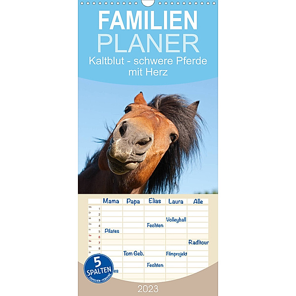 Familienplaner Kaltblut - schwere Pferde mit Herz (Wandkalender 2023 , 21 cm x 45 cm, hoch), Meike Bölts