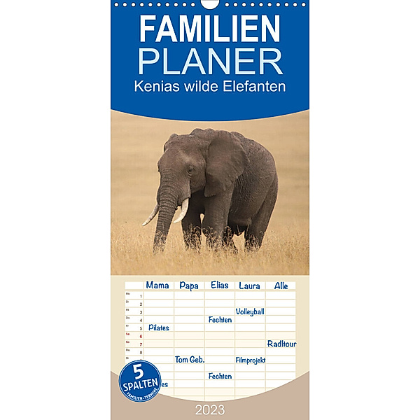 Familienplaner Kenias wilde Elefanten (Wandkalender 2023 , 21 cm x 45 cm, hoch), Andreas Demel