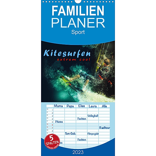 Familienplaner Kitesurfen extrem cool (Wandkalender 2023 , 21 cm x 45 cm, hoch), Peter Roder