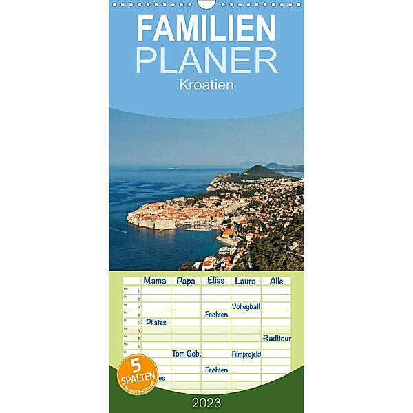Familienplaner Kroatien, Terminplaner (Wandkalender 2023 , 21 cm x 45 cm, hoch), Gunter Kirsch