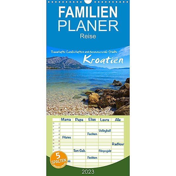 Familienplaner Kroatien - Traumhafte Landschaften und faszinierende Städte (Wandkalender 2023 , 21 cm x 45 cm, hoch), LianeM