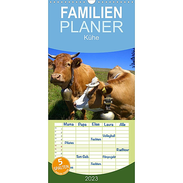 Familienplaner Kühe (Wandkalender 2023 , 21 cm x 45 cm, hoch), Elisabeth Stanzer