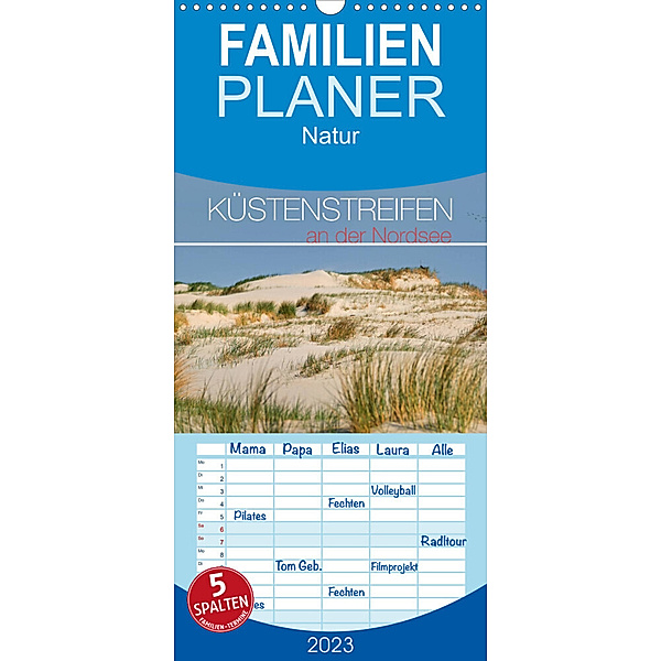 Familienplaner Küstenstreifen an der Nordsee (Wandkalender 2023 , 21 cm x 45 cm, hoch), Kathleen Bergmann