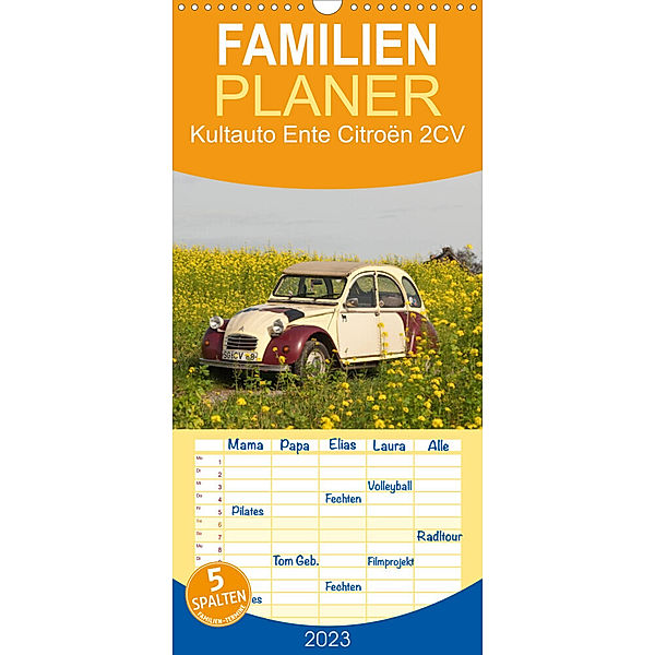 Familienplaner Kultauto Ente Citroën 2CV (Wandkalender 2023 , 21 cm x 45 cm, hoch), Meike Bölts