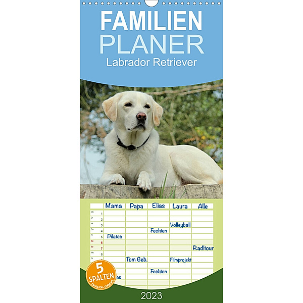 Familienplaner Labrador Retriever 2023 (Wandkalender 2023 , 21 cm x 45 cm, hoch), Anita Schreuer