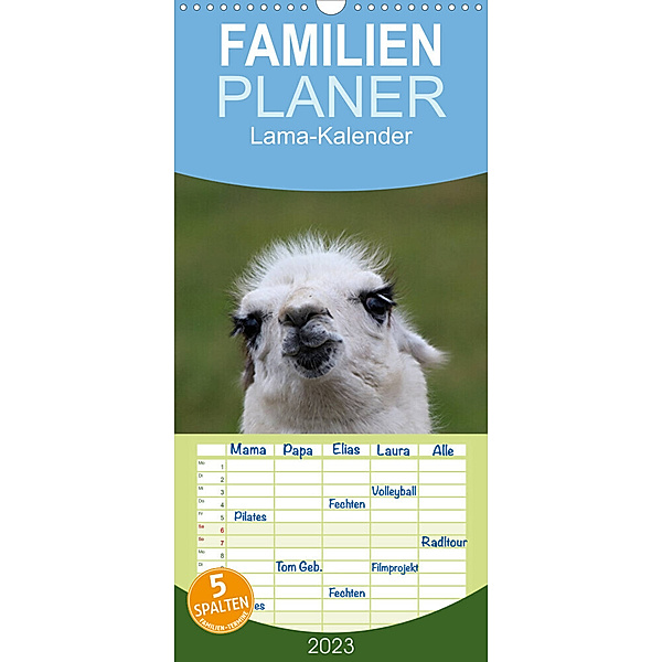 Familienplaner Lama-Kalender (Wandkalender 2023 , 21 cm x 45 cm, hoch), Bernd Witkowski