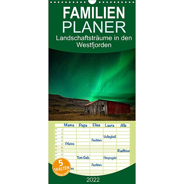 Familienplaner Landschaftsträume in den Westfjorden (Wandkalender 2022 , 21 cm x 45 cm, hoch), Klaus Gerken