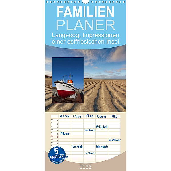 Familienplaner Langeoog, Impressionen einer ostfriesischen Insel (Wandkalender 2023 , 21 cm x 45 cm, hoch), Jan Roskamp