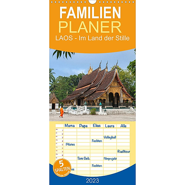 Familienplaner LAOS - Im Land der Stille (Wandkalender 2023 , 21 cm x 45 cm, hoch), Globe VISUAL