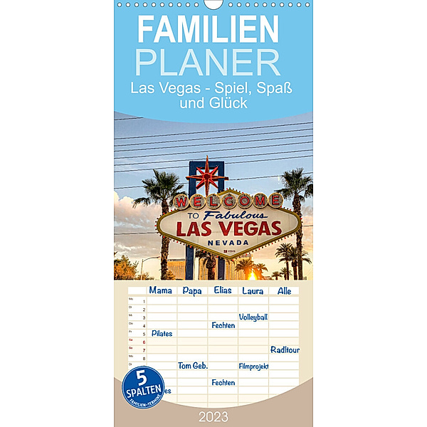 Familienplaner Las Vegas - Spiel, Spaß und Glück (Wandkalender 2023 , 21 cm x 45 cm, hoch), M. Scott