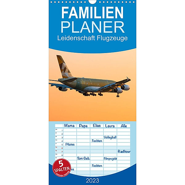 Familienplaner Leidenschaft Flugzeuge (Wandkalender 2023 , 21 cm x 45 cm, hoch), Tom Estorf