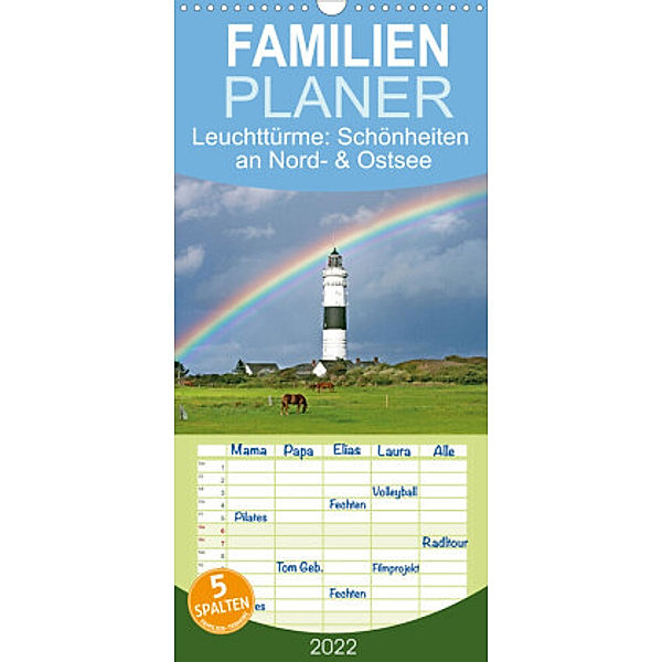 Familienplaner Leuchttürme: Die Schönsten an Nord- und Ostsee (Wandkalender 2022 , 21 cm x 45 cm, hoch), Calvendo