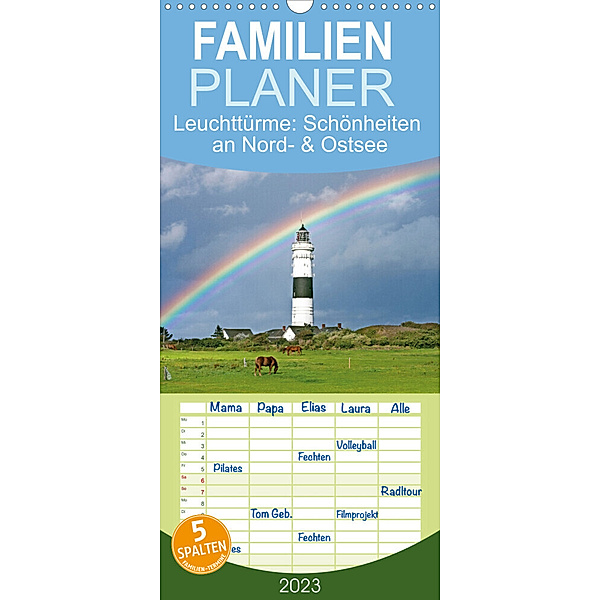 Familienplaner Leuchttürme: Die Schönsten an Nord- und Ostsee (Wandkalender 2023 , 21 cm x 45 cm, hoch), Calvendo