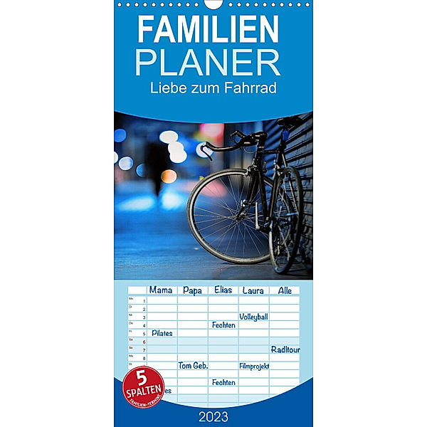 Familienplaner Liebe zum Fahrrad (Wandkalender 2023 , 21 cm x 45 cm, hoch), insideportugal