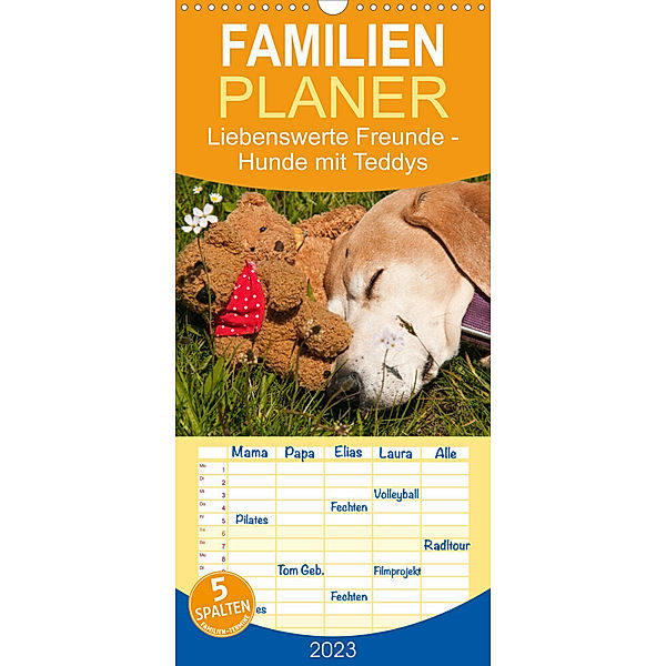 Familienplaner Liebenswerte Freunde - Hunde mit Teddys (Wandkalender 2023 , 21 cm x 45 cm, hoch), Meike Bölts