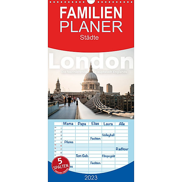 Familienplaner London - Die faszinierende Hauptstadt Englands. (Wandkalender 2023 , 21 cm x 45 cm, hoch), M. Scott