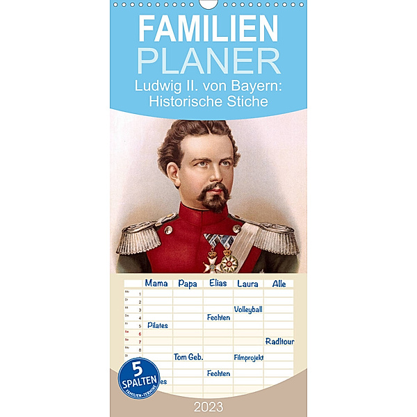 Familienplaner Ludwig II. von Bayern: Historische Illustrationen und Stiche (Wandkalender 2023 , 21 cm x 45 cm, hoch), Calvendo