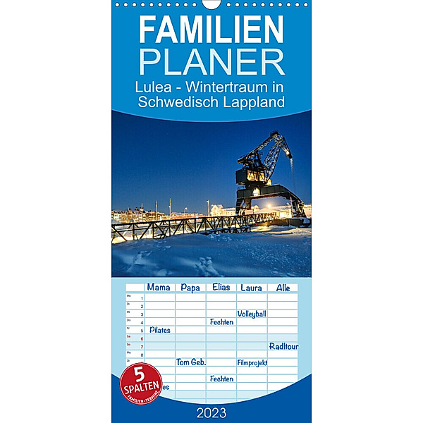 Familienplaner Lulea - Wintertraum in Schwedisch Lappland (Wandkalender 2023 , 21 cm x 45 cm, hoch), Bernd Becker
