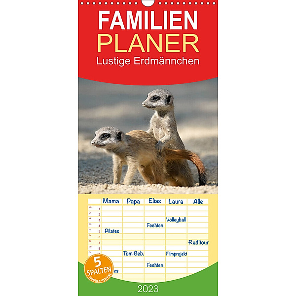 Familienplaner Lustige Erdmännchen (Wandkalender 2023 , 21 cm x 45 cm, hoch), Michael Weber