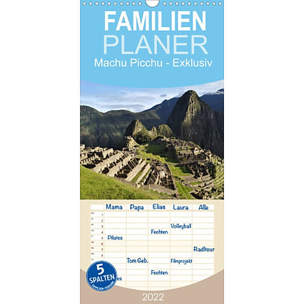 Familienplaner Machu Picchu - Exklusiv (Wandkalender 2022 , 21 cm x 45 cm, hoch), Fabu Louis
