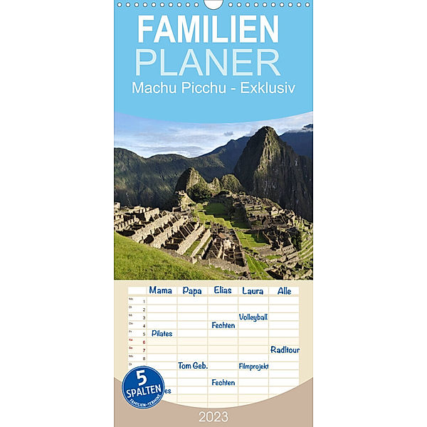 Familienplaner Machu Picchu - Exklusiv (Wandkalender 2023 , 21 cm x 45 cm, hoch), Fabu Louis