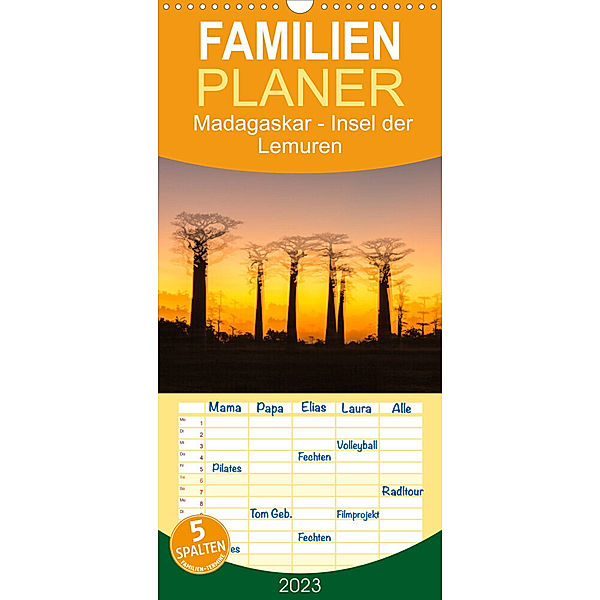 Familienplaner Madagaskar - Insel der Lemuren (Wandkalender 2023 , 21 cm x 45 cm, hoch), Uwe Kribus