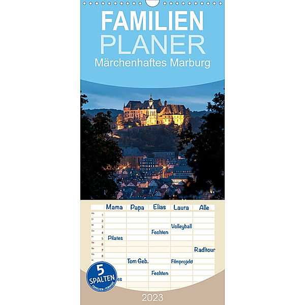 Familienplaner Märchenhaftes Marburg (Wandkalender 2023 , 21 cm x 45 cm, hoch), Peter Beltz