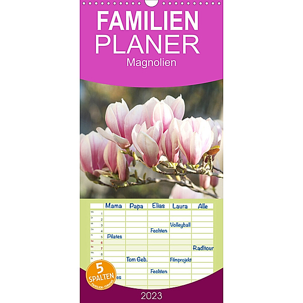 Familienplaner Magnolien-Frühling (Wandkalender 2023 , 21 cm x 45 cm, hoch), Gisela Kruse