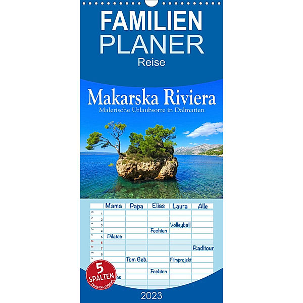 Familienplaner Makarska Riviera - Malerische Urlaubsorte in Dalmatien (Wandkalender 2023 , 21 cm x 45 cm, hoch), LianeM
