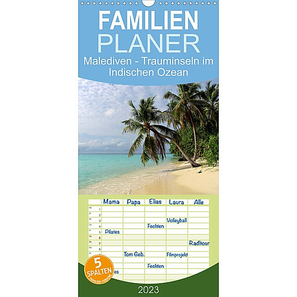 Familienplaner Malediven - Trauminseln im Indischen Ozean (Wandkalender 2023 , 21 cm x 45 cm, hoch), Juergen Schonnop