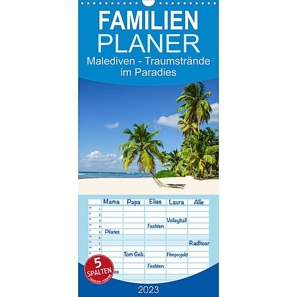 Familienplaner Malediven - Traumstrände im Paradies (Wandkalender 2023 , 21 cm x 45 cm, hoch), Elisabeth Stanzer
