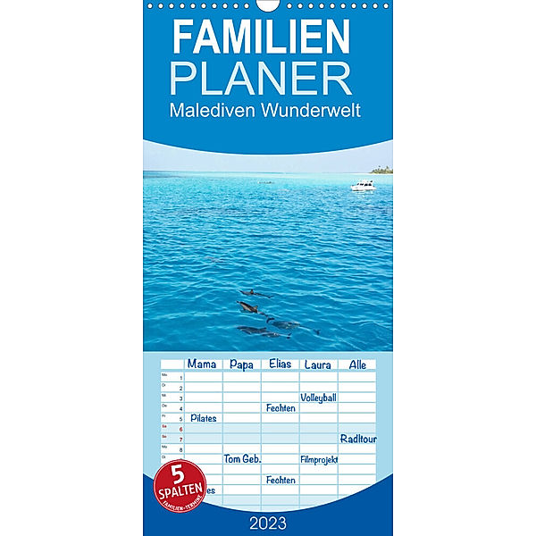 Familienplaner MALEDIVEN  Wunderwelt (Wandkalender 2023 , 21 cm x 45 cm, hoch), photografie-iam.ch