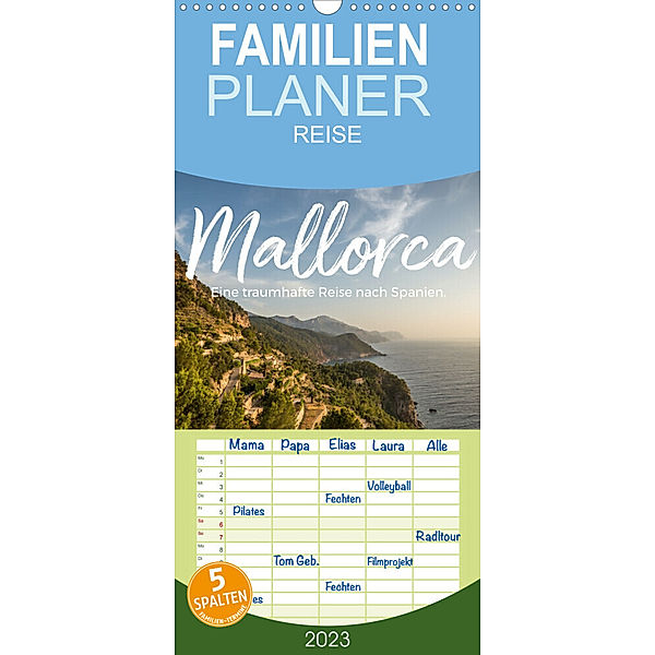 Familienplaner Mallorca - Eine traumhafte Reise nach Spanien. (Wandkalender 2023 , 21 cm x 45 cm, hoch), Benjamin Lederer