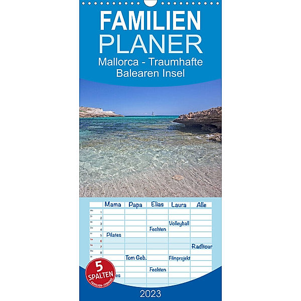 Familienplaner Mallorca - Traumhafte Balearen Insel (Wandkalender 2023 , 21 cm x 45 cm, hoch), Andrea Potratz