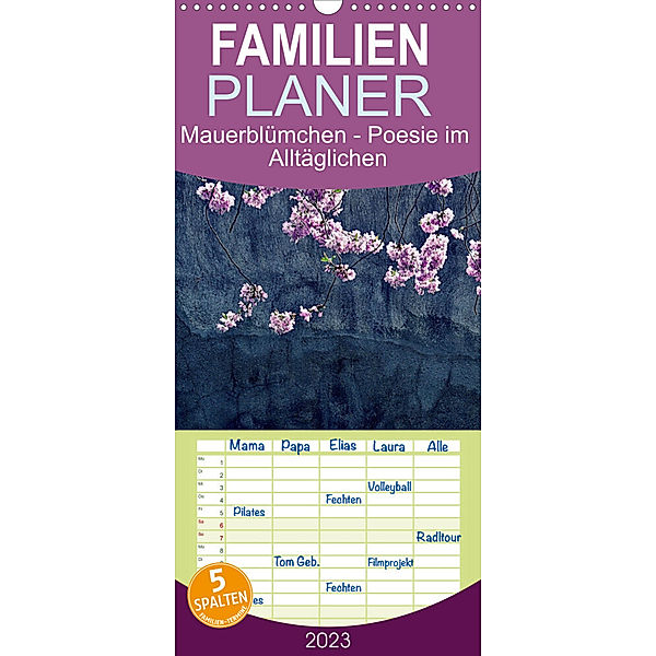 Familienplaner Mauerblümchen - Poesie im Alltäglichen (Wandkalender 2023 , 21 cm x 45 cm, hoch), Kirsten d'Angelo - soulimages