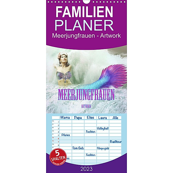 Familienplaner Meerjungfrauen - Artwork (Wandkalender 2023 , 21 cm x 45 cm, hoch), Liselotte Brunner-Klaus