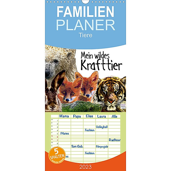 Familienplaner Mein wildes Krafttier voller Achtsamkeit (Wandkalender 2023 , 21 cm x 45 cm, hoch), Astrid Ryzek