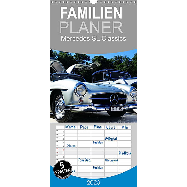 Familienplaner Mercedes SL Classics (Wandkalender 2023 , 21 cm x 45 cm, hoch), Arie Wubben